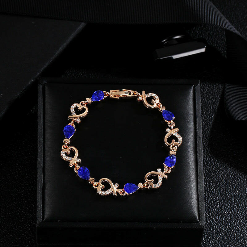 Hollow Love Rhinestone Heart Bracelet