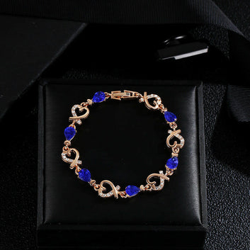 Hollow Love Rhinestone Heart Bracelet