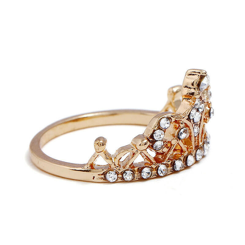 Jeweleze Crown Charm Ring with Sparkling Details Gold