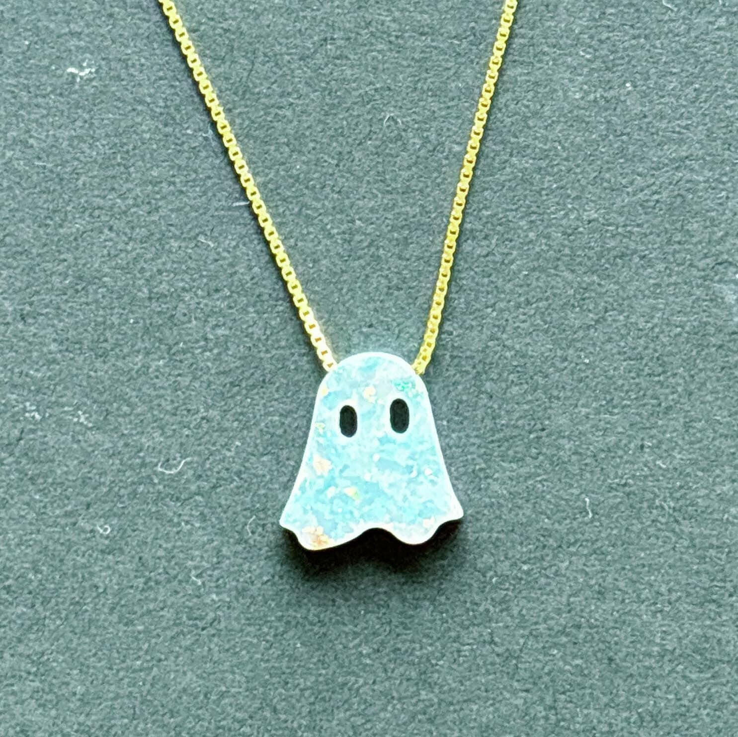 Ghost 925 Sterling Silver Pendant Necklace White Ghost Gold Necklace
