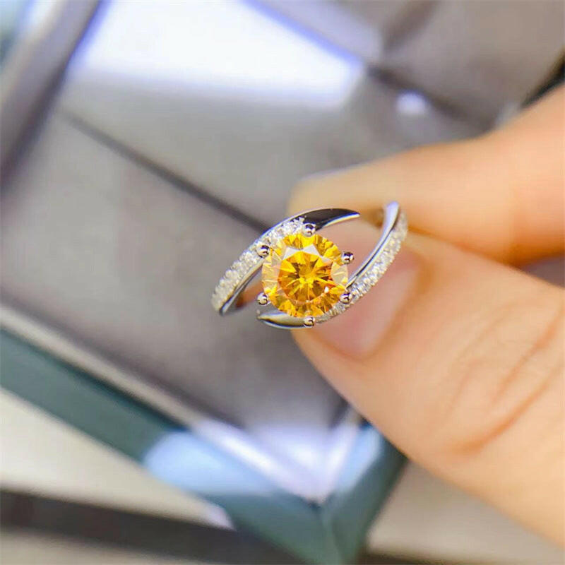 Yellow Glow Moissanite Ring - Elegant Statement Piece