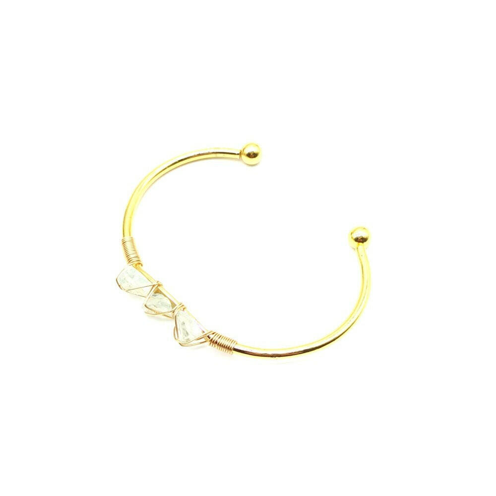 Handmade Braided Natural Gemstone Crystal Bracelet Aquamarine Gold Plated