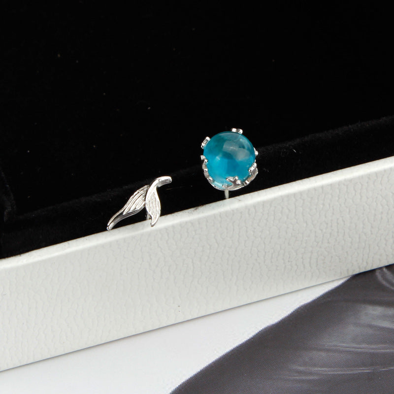 Asymmetrical Silver Mermaid Fishtail Earrings