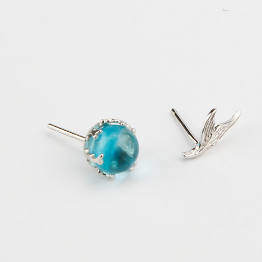 Asymmetrical Silver Mermaid Fishtail Earrings
