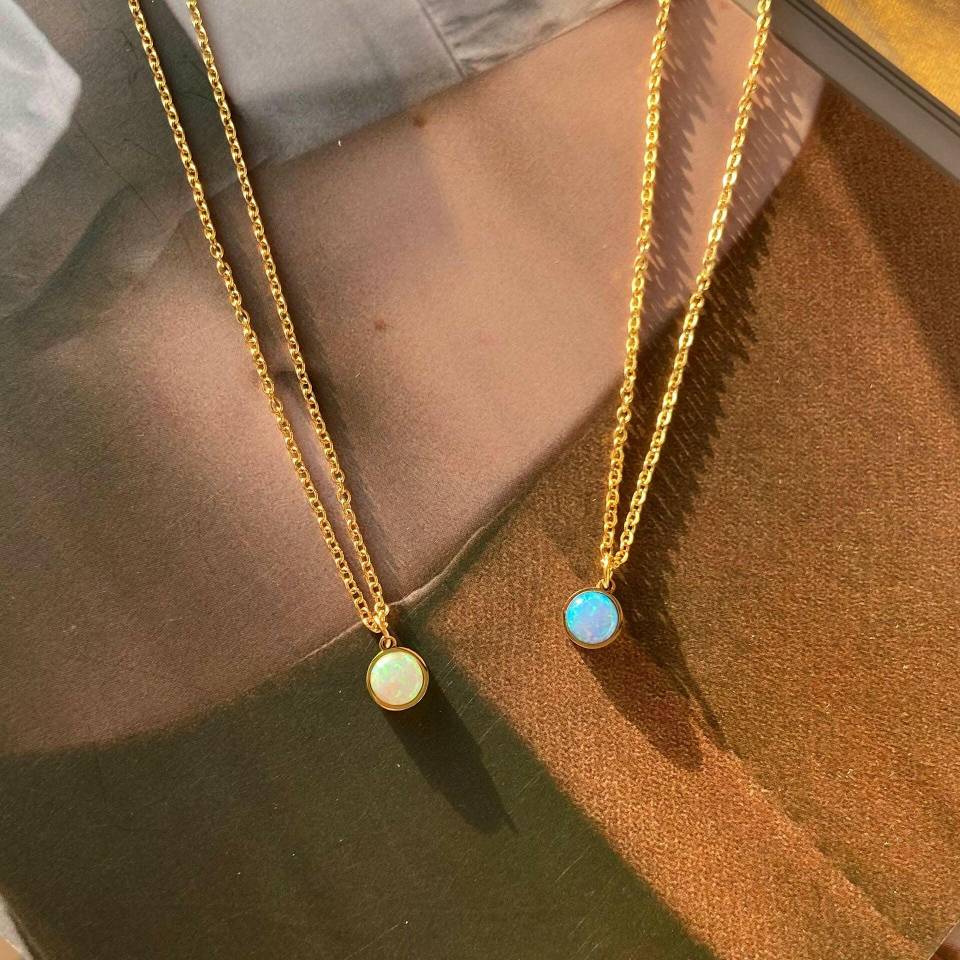 Stunning Opal Stone Round Pendant Necklace for Women
