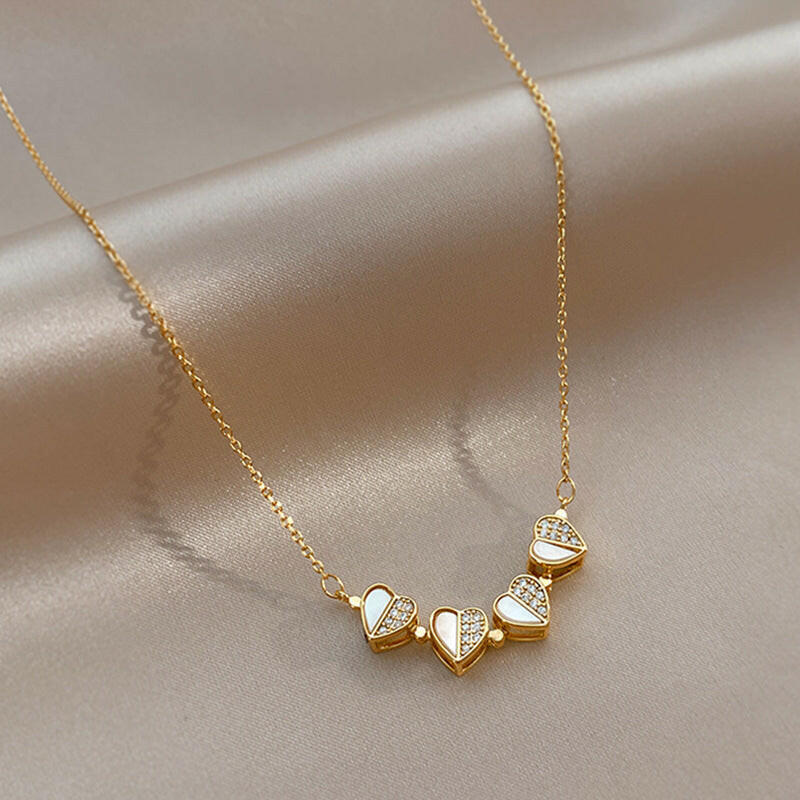Luxury Four Leaf Clover Heart Pendant Necklace