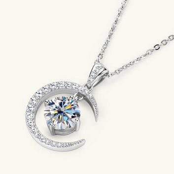 Women's Minimalist Moissanite Crescent Pendant Necklace