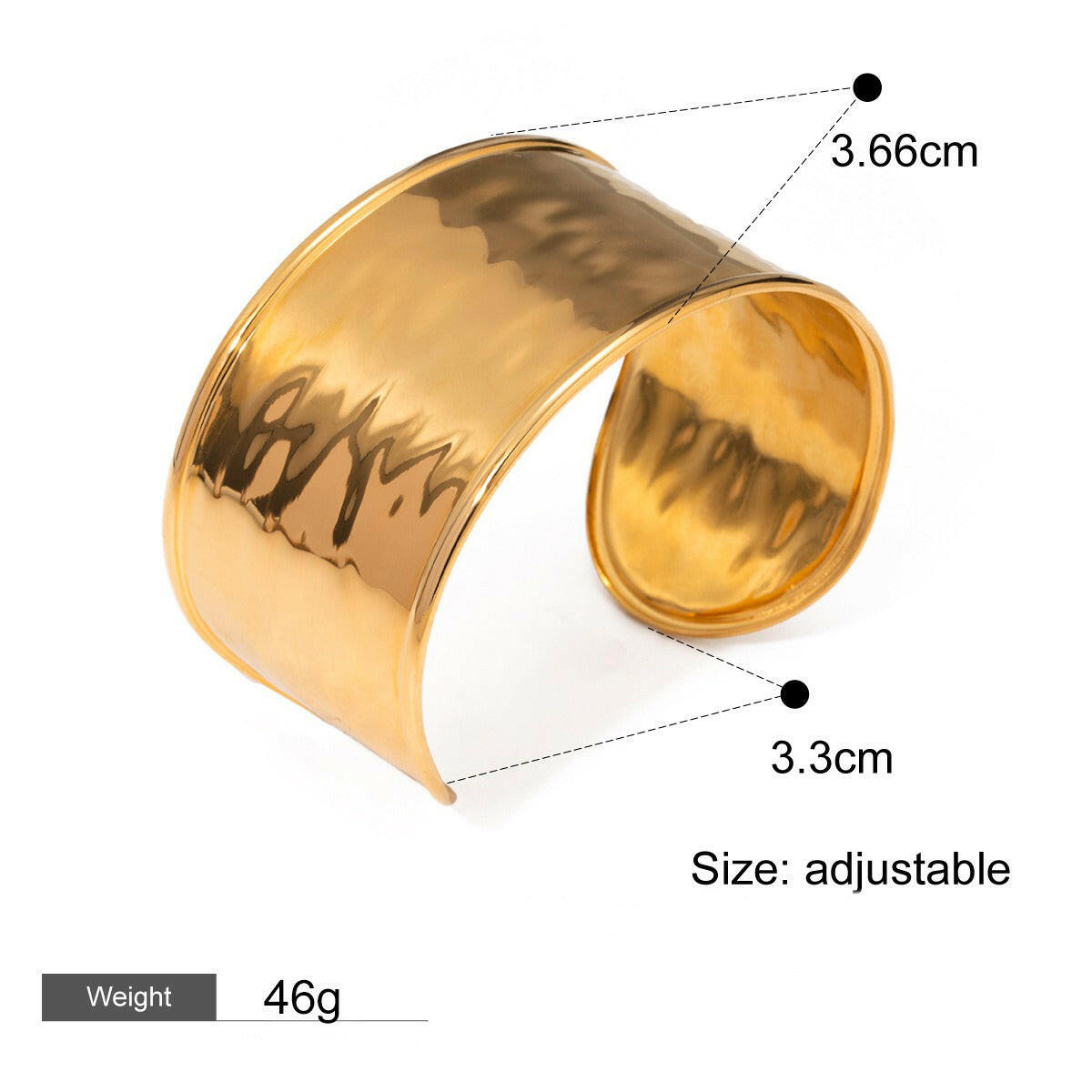 18K Gold Geometric Wide Surface Textured Bracelet Style B-32