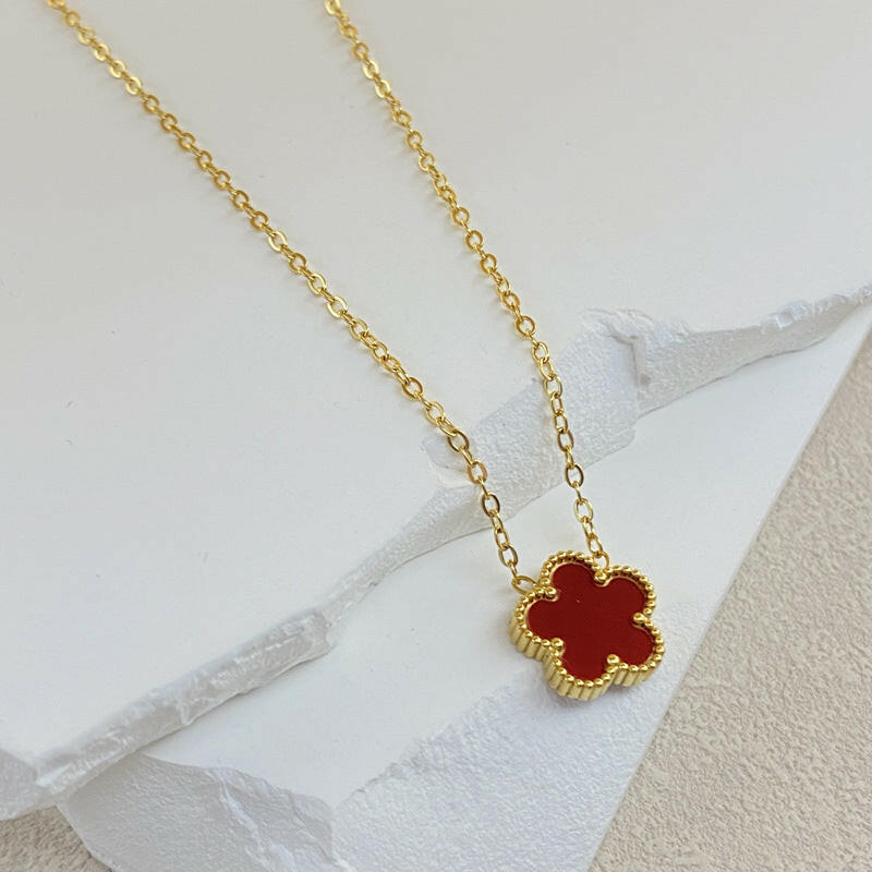 Lucky Girl Double-sided Necklace Wine Red
