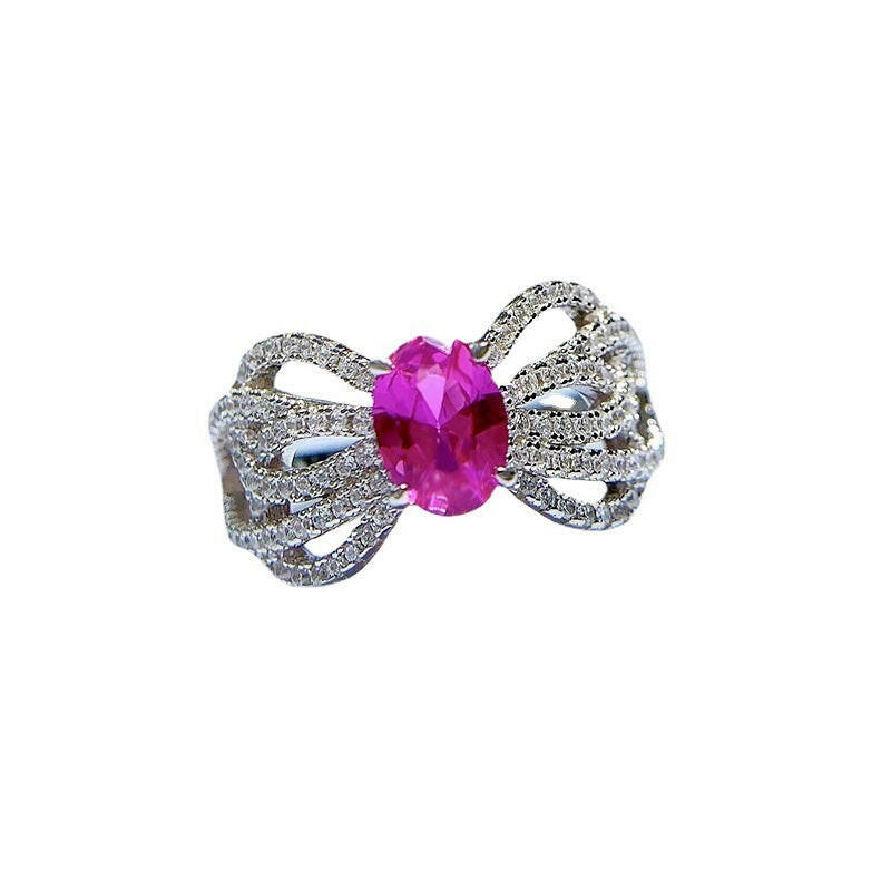 Jeweleze Elegant Bow Lace Ring with Gemstone Accent