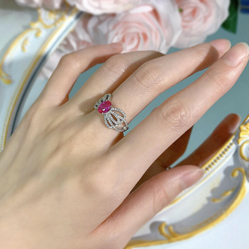 Jeweleze Elegant Bow Lace Ring with Gemstone Accent
