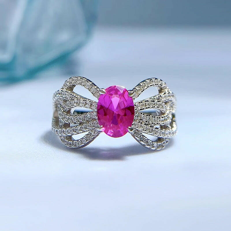Jeweleze Elegant Bow Lace Ring with Gemstone Accent