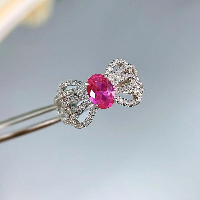 Jeweleze Elegant Bow Lace Ring with Gemstone Accent