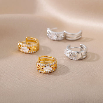 C-Shaped Heart-Shaped Earclip Earrings for Women