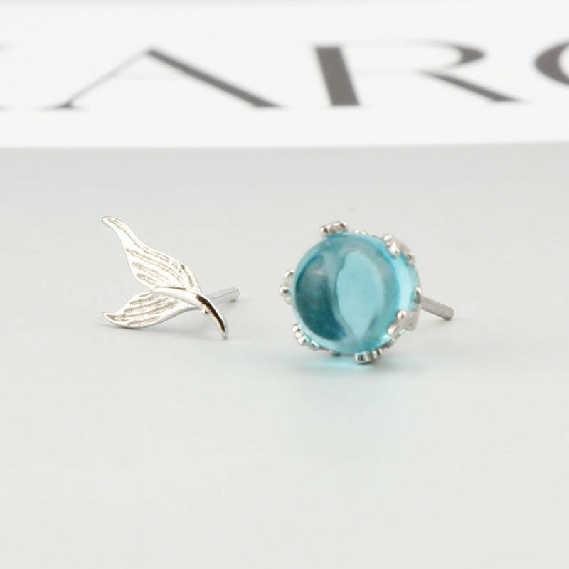 Asymmetrical Silver Mermaid Fishtail Earrings