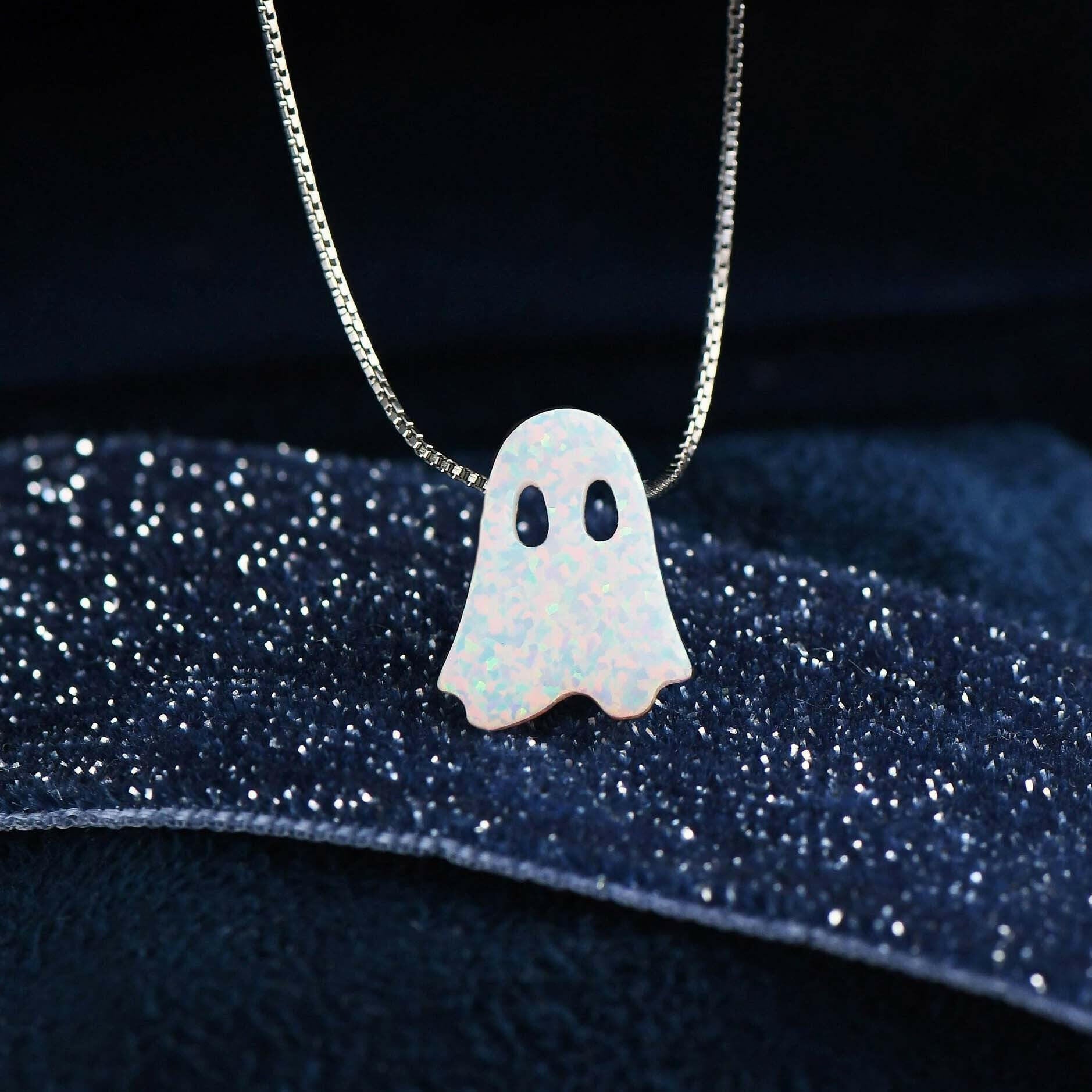 Ghost 925 Sterling Silver Pendant Necklace White Ghost Platinum Necklace