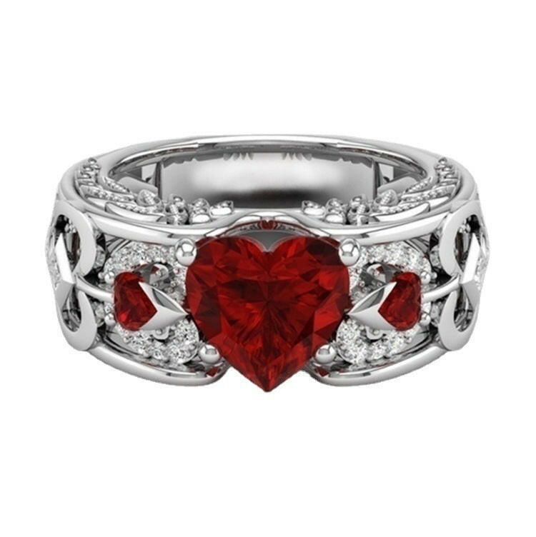 Jeweleze Garnet Zircon Statement Ring in Silver AJZ2087 Red
