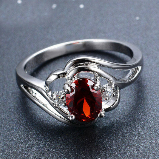 Jeweleze Garnet Zircon Statement Ring in Silver