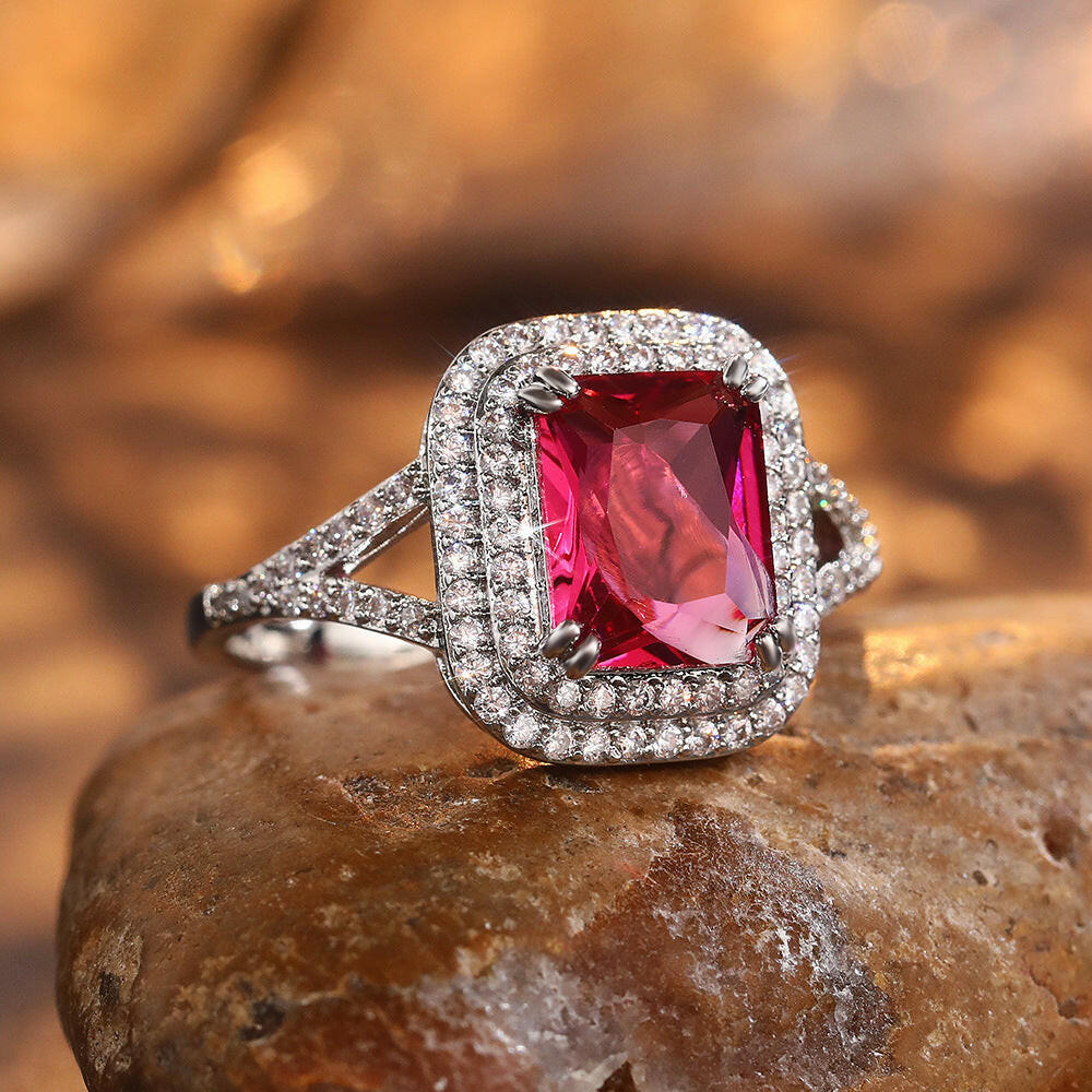 Jeweleze Garnet Zircon Statement Ring in Silver