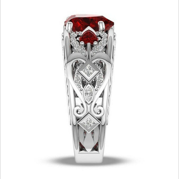 Jeweleze Garnet Zircon Statement Ring in Silver