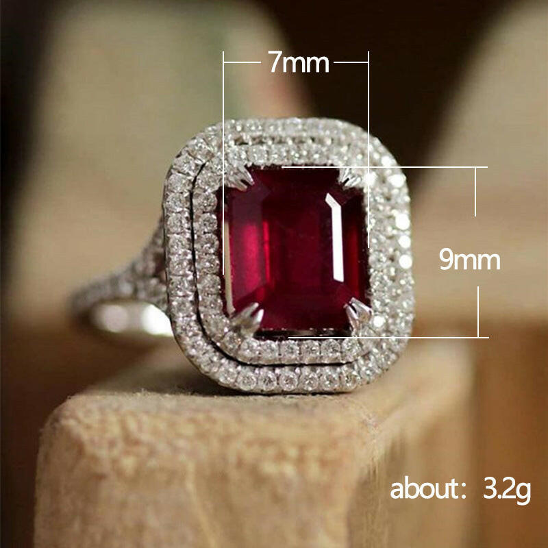 Jeweleze Garnet Zircon Statement Ring in Silver
