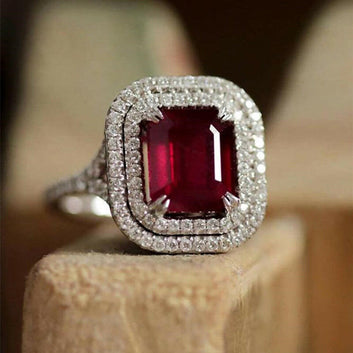Jeweleze Garnet Zircon Statement Ring in Silver