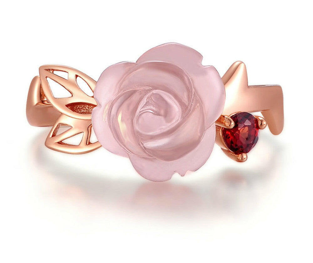 Jeweleze Gemstone Blossom Ring with Floral Design