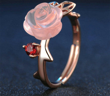 Jeweleze Gemstone Blossom Ring with Floral Design Rose Gold