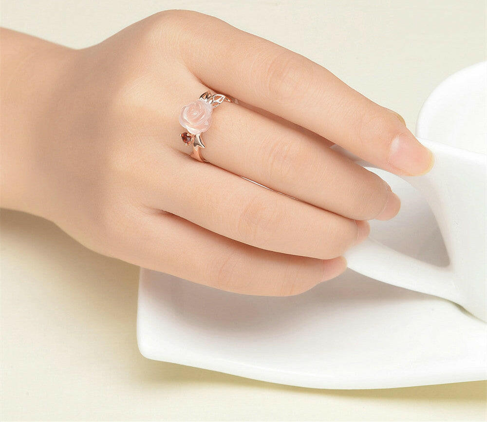 Jeweleze Gemstone Blossom Ring with Floral Design