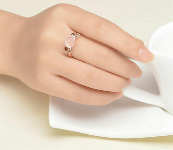 Jeweleze Gemstone Blossom Ring with Floral Design