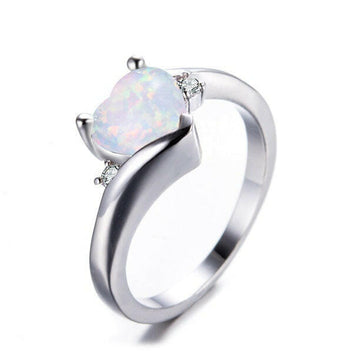Jeweleze Heart Shaped Opal Ring with Sparkling Accents