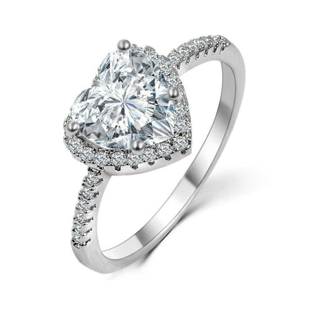 Love Knot Heart-Shaped Sterling Silver Ring White Message code number