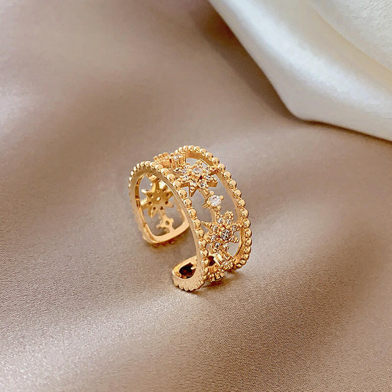 Jeweleze Open Star Ring Jewelry for Elegant Style Gold