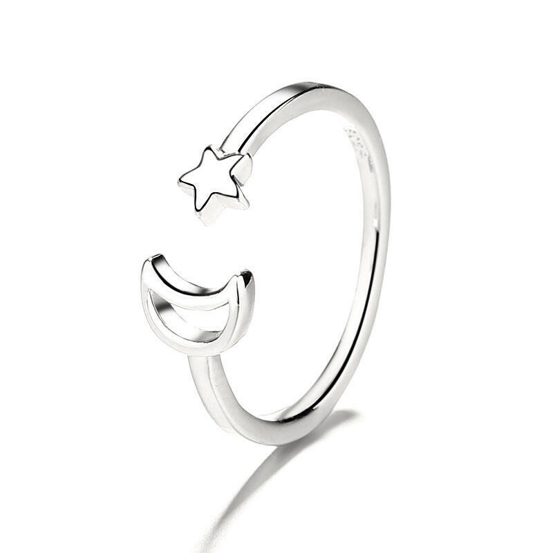 My Store Star Moon Ring - Elegant Silver Design Silver