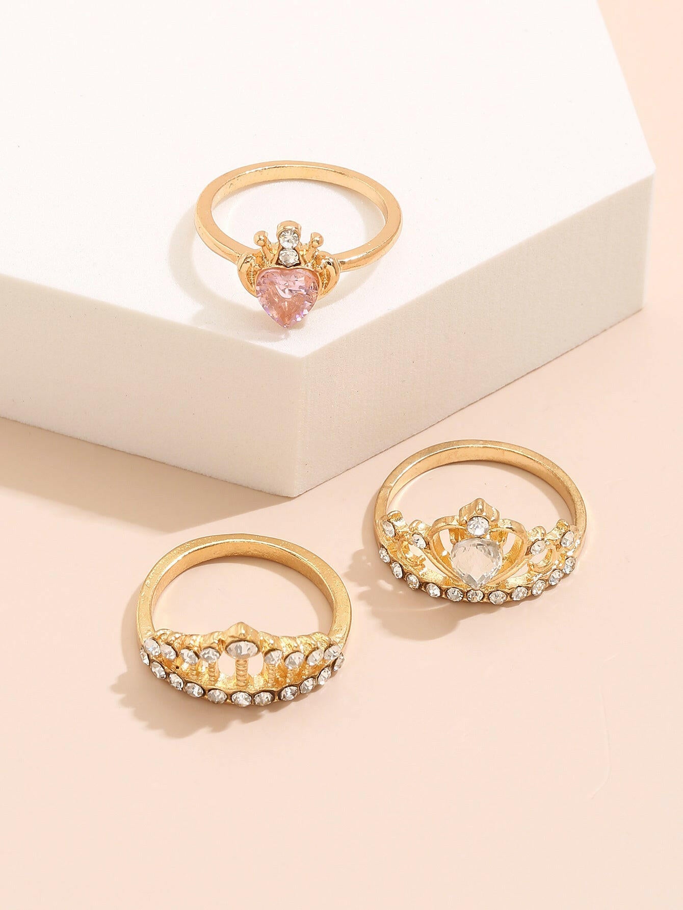 Jeweleze Stylish Women's Rings Set with Gold Accents
