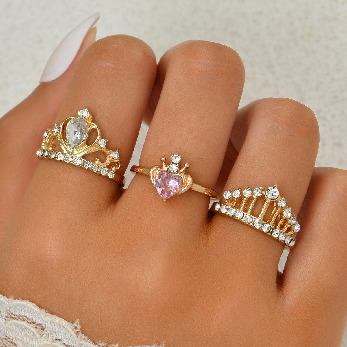 Jeweleze Stylish Women's Rings Set with Gold Accents