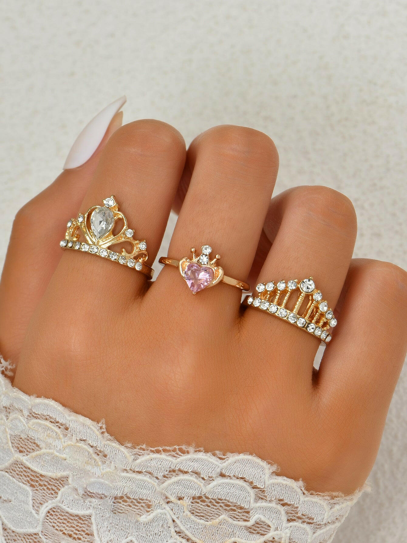 Jeweleze Stylish Women's Rings Set with Gold Accents