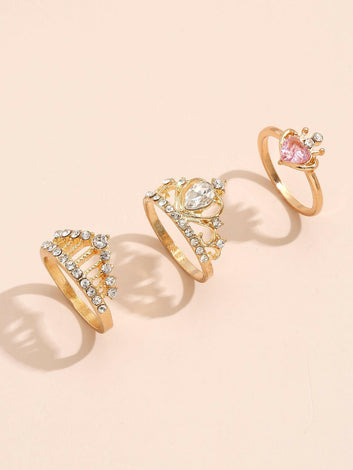 Jeweleze Stylish Women's Rings Set with Gold Accents