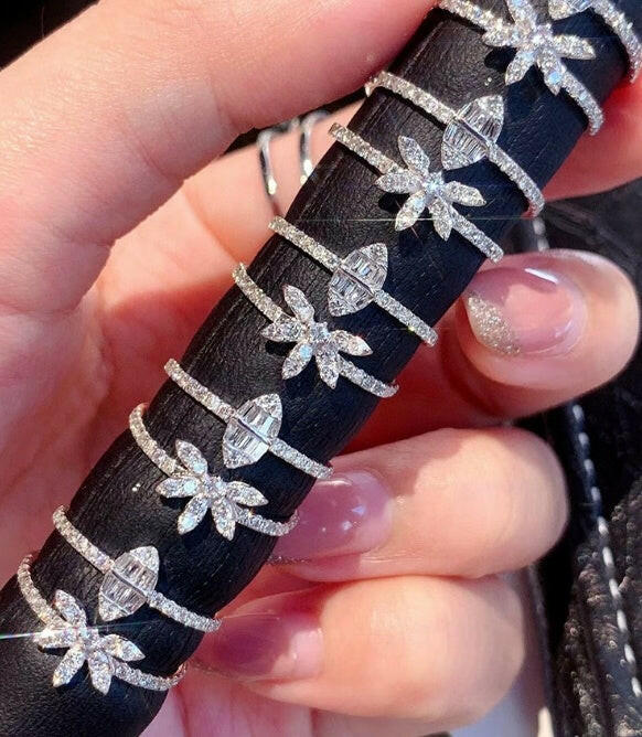 My Store Elegant Three-Layer Zircon Ring Set