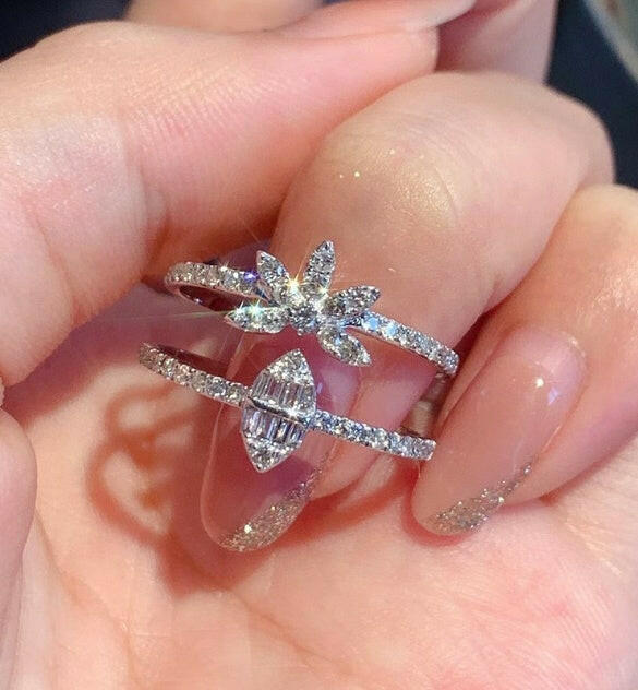 My Store Elegant Three-Layer Zircon Ring Set