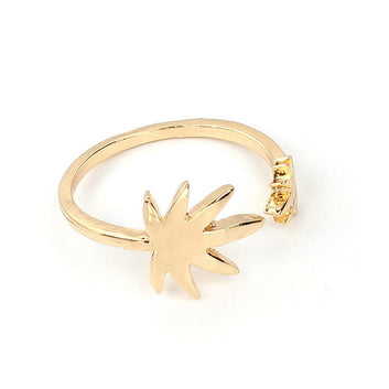 Jeweleze Tropical Leaf Ring with Elegant Design