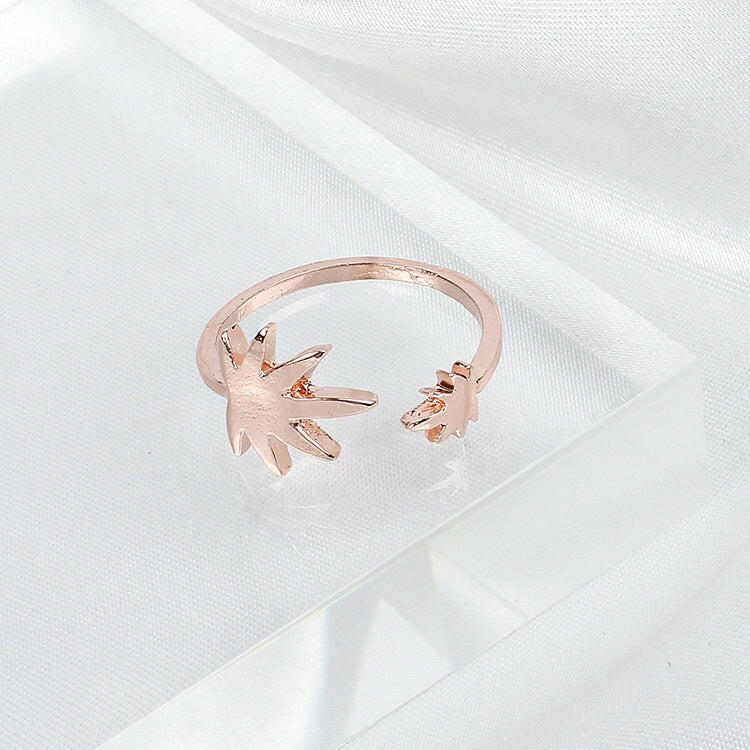 Jeweleze Tropical Leaf Ring with Elegant Design