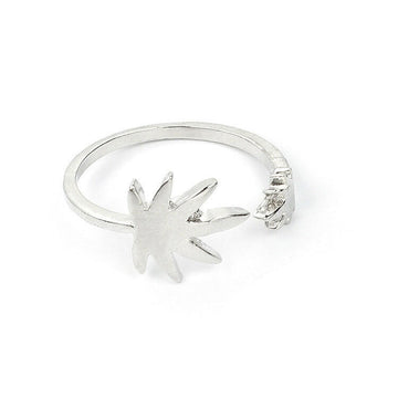 Jeweleze Tropical Leaf Ring with Elegant Design Silver