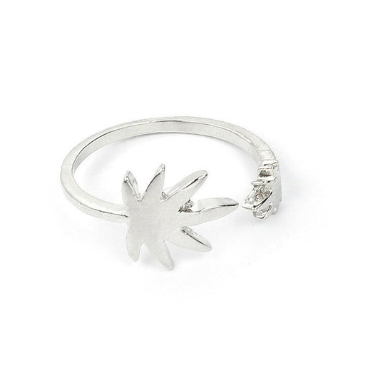 Jeweleze Tropical Leaf Ring with Elegant Design