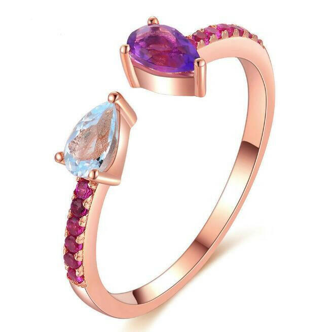 Jeweleze Twist Gemstone Ring with Colorful Accents