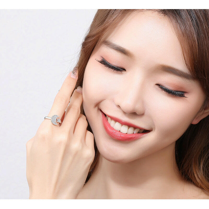 My Store Unique Star Moon Ring with Sparkling Gems