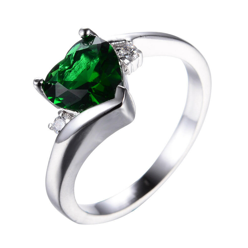 Jeweleze Aqua Serenity Ring with Heart-Shaped Amethyst Green