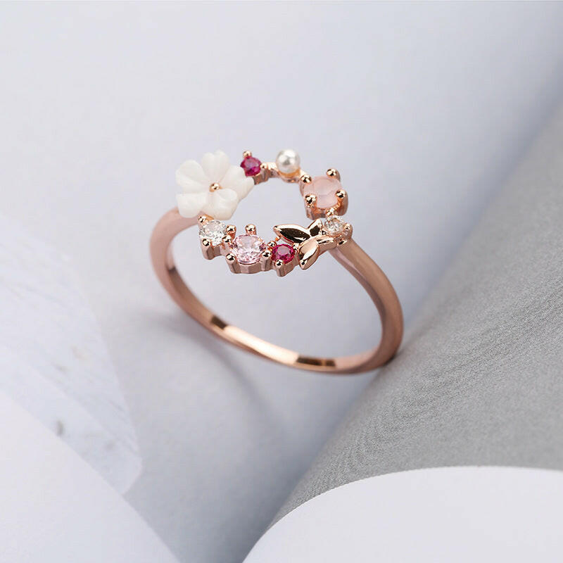 Jeweleze Elegant Floral Ring with Gemstone Accents