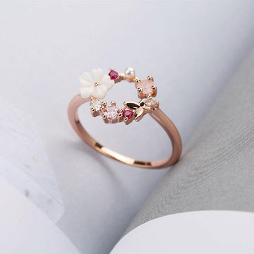 Jeweleze Elegant Floral Ring with Gemstone Accents