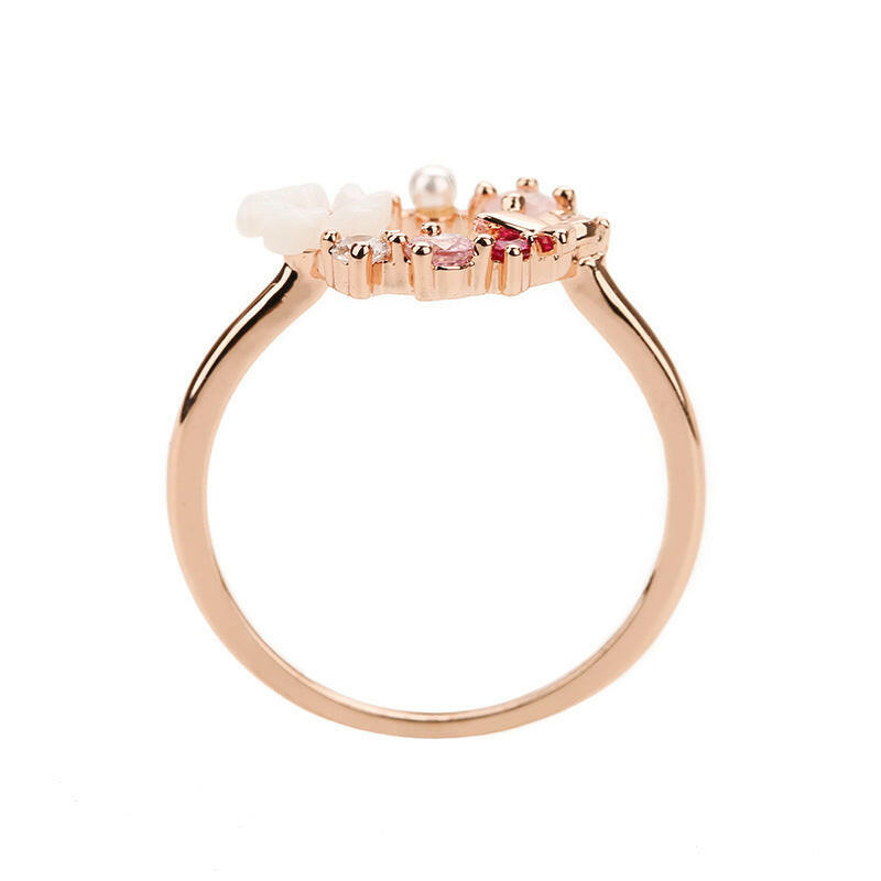 Jeweleze Elegant Floral Ring with Gemstone Accents